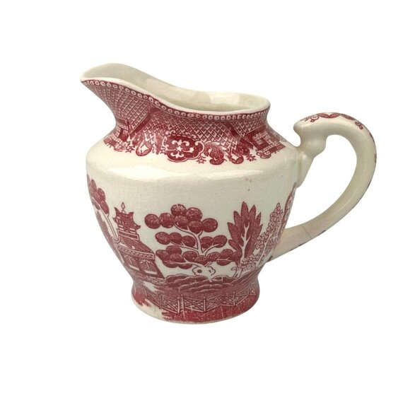 Maruto Made in Occupied Japan Red Willow Transferware Creamer Small Pitcher READ - Picture 1 of 16